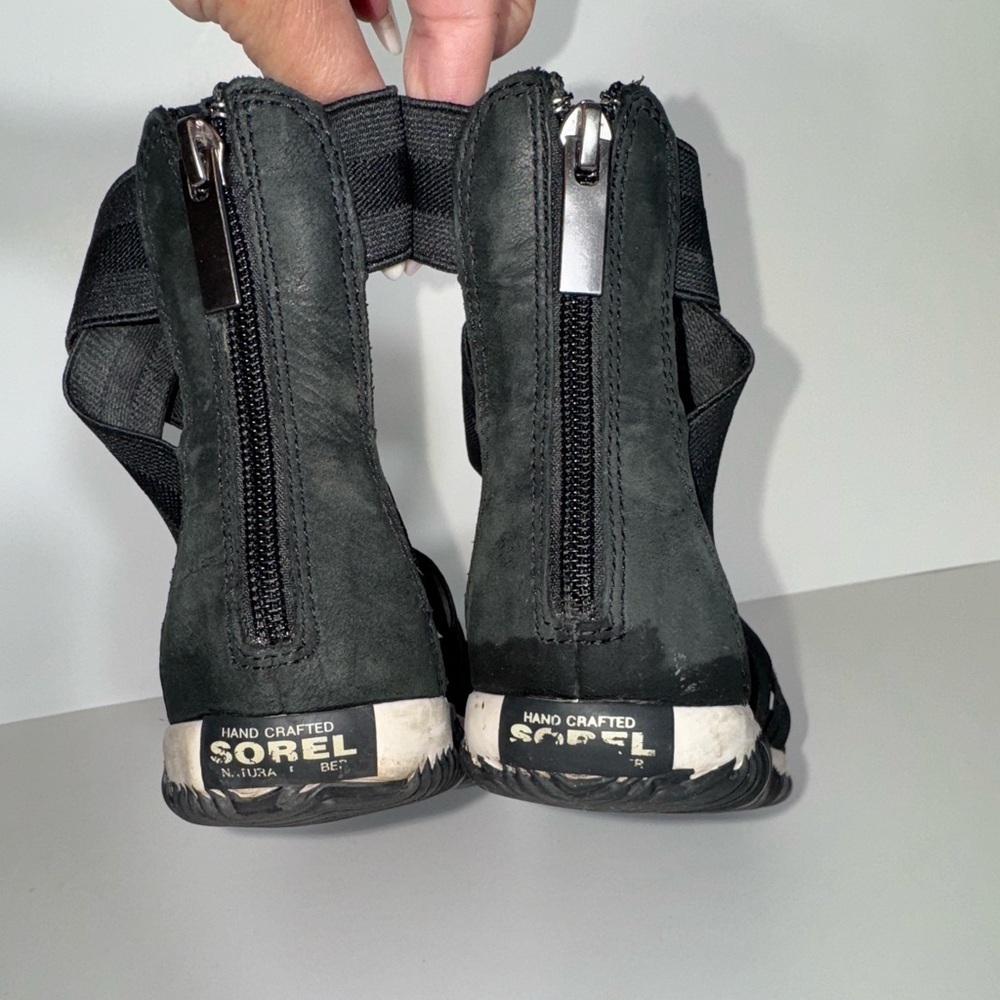 Sorel Black Strappy Zip-Back Women’s Sandals - Picture 6 of 11